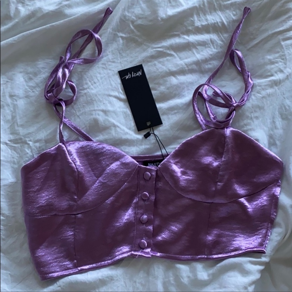 NWT Nasty Gal ‘Smooth Move’ Hammered Silky Bra Top
